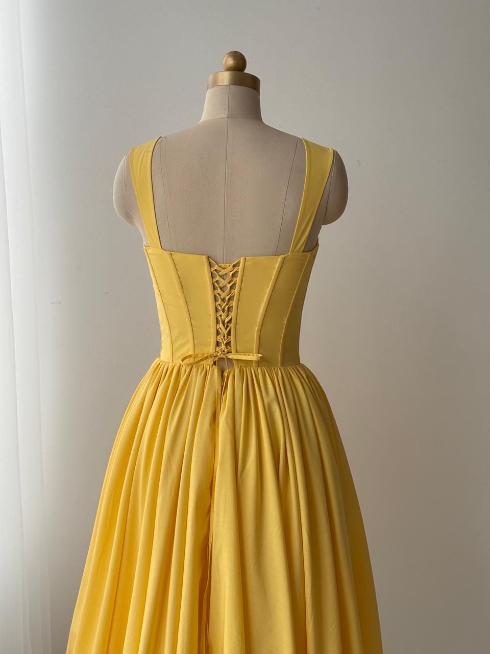 pastel yellow midi dress Limoncella Midi Dress– Teuta Matoshi