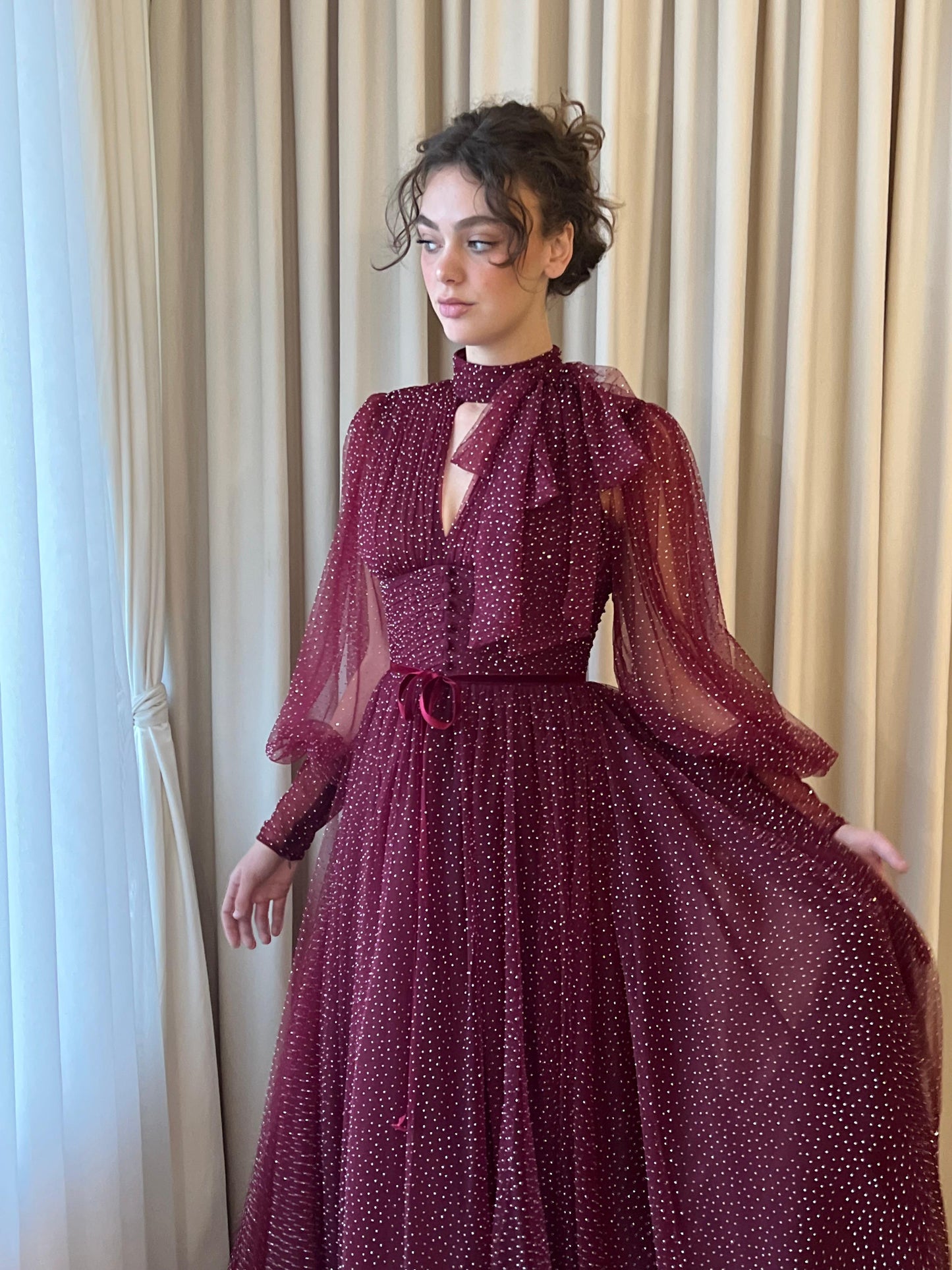 Mulberry Dot Gown - Teuta Matoshi