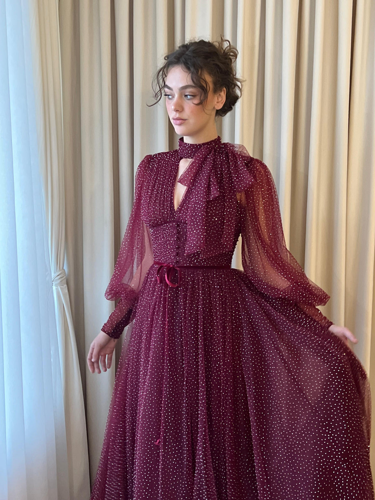 Mulberry Dot Gown - Teuta Matoshi