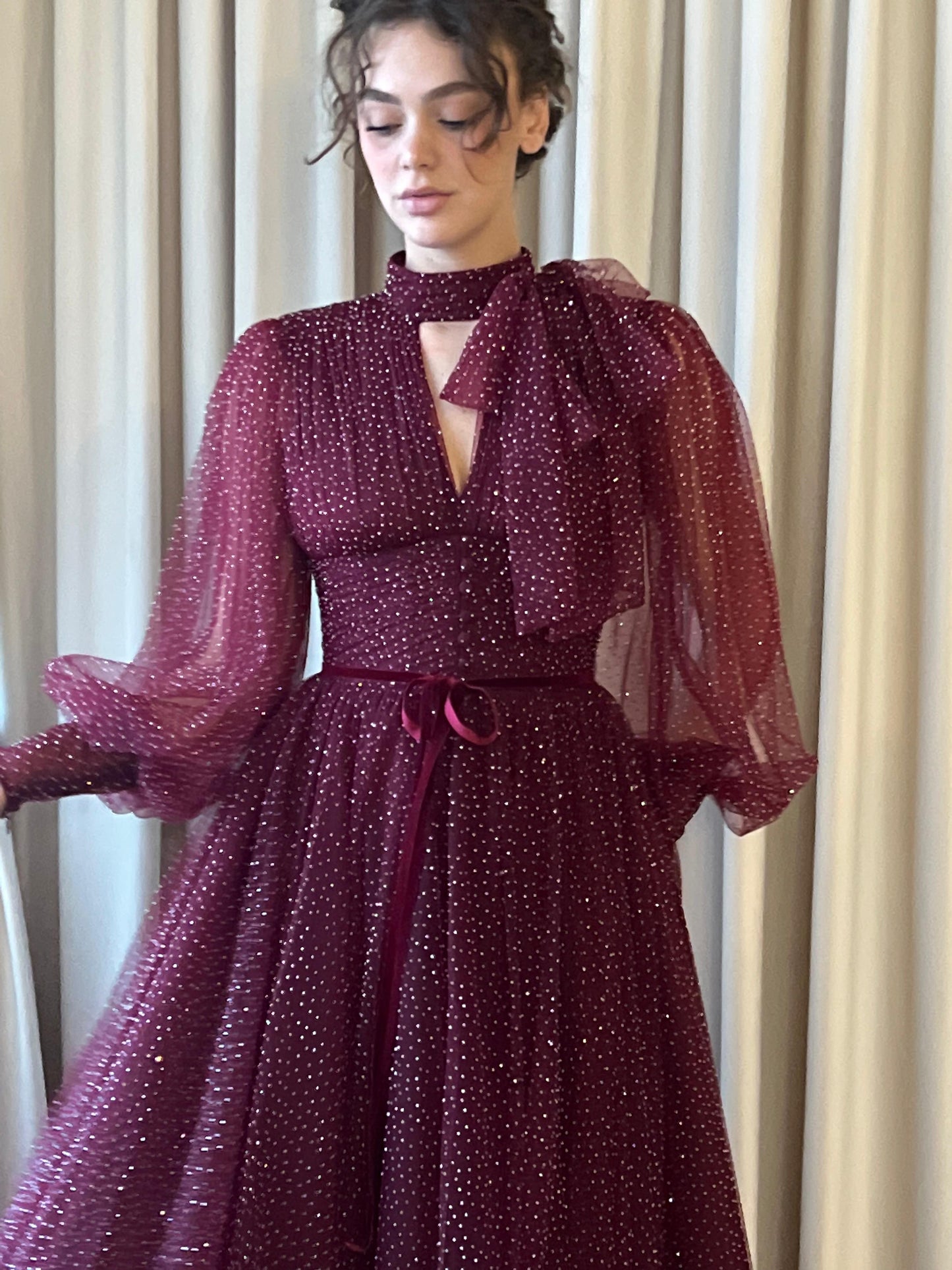 Mulberry Dot Gown - Teuta Matoshi