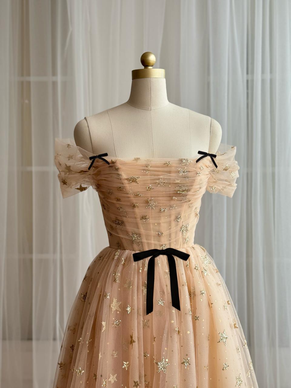 Gold Starry Midi Dress Teuta Matoshi