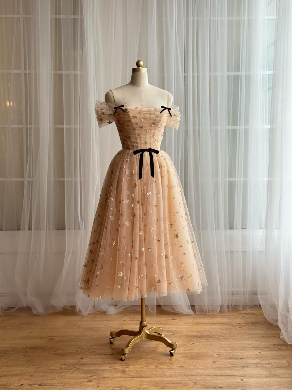gold tulle dress Gold Starry Midi Dress– Teuta Matoshi