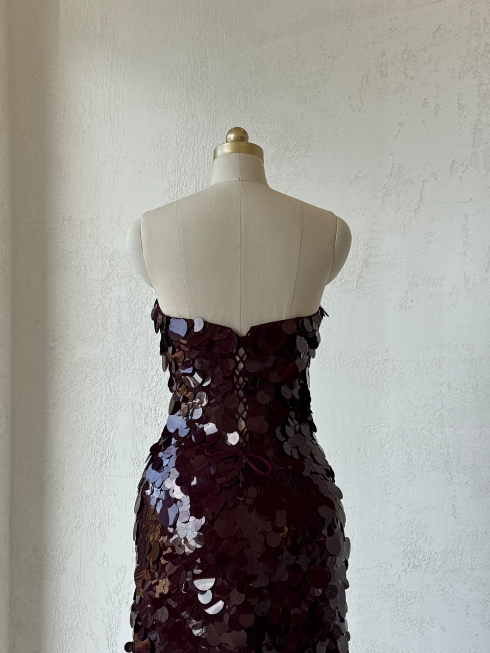 Red mermaid gown with sequins and no sleeves