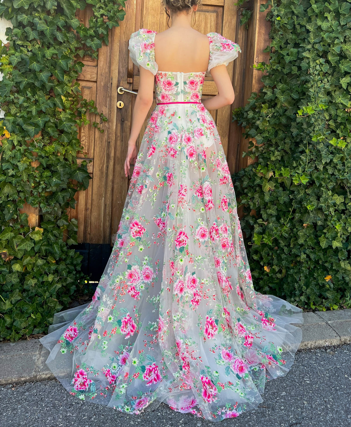 White A-Line dress with cap sleeves and embroidery