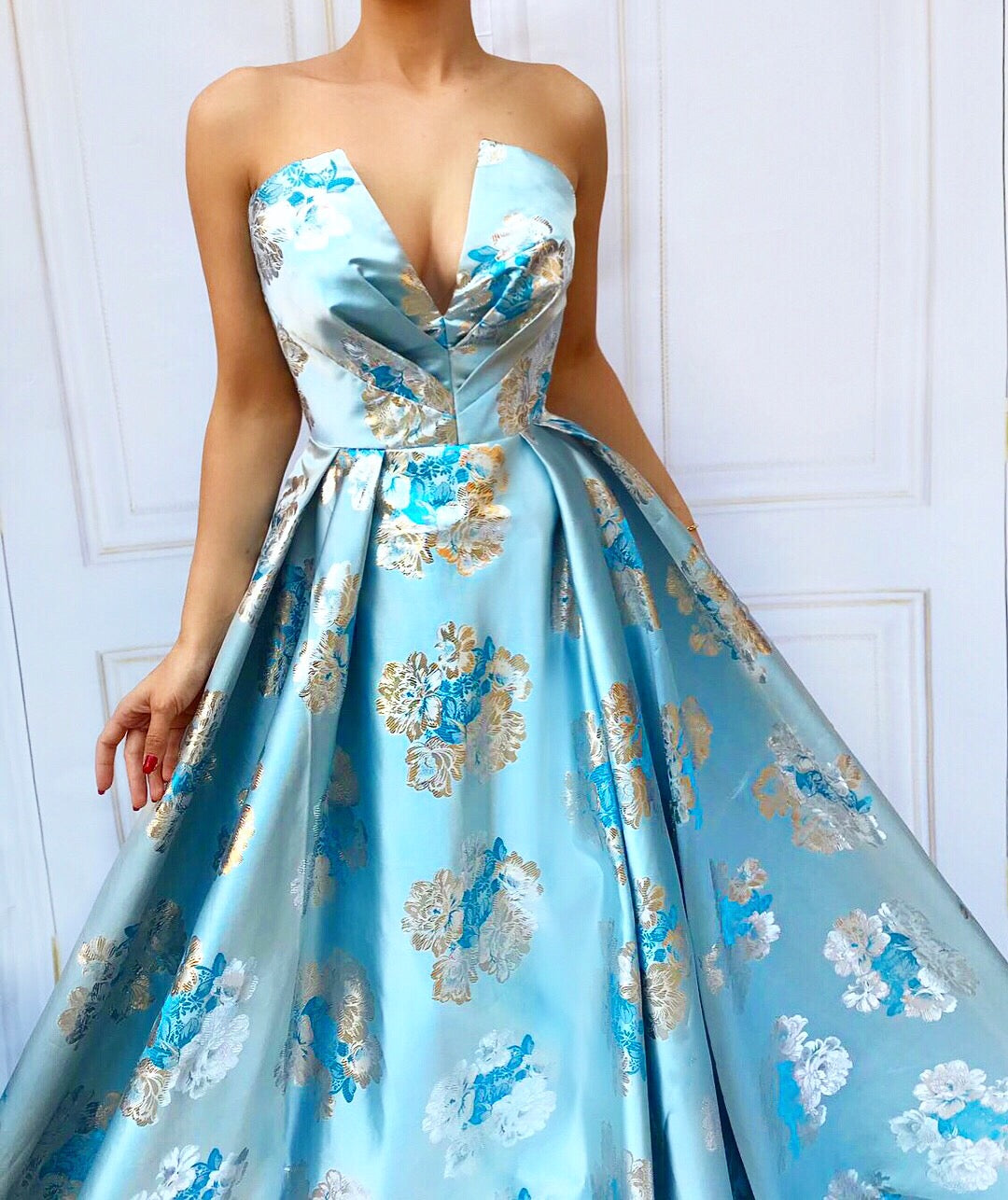 Blue A-Line dress with no sleeves