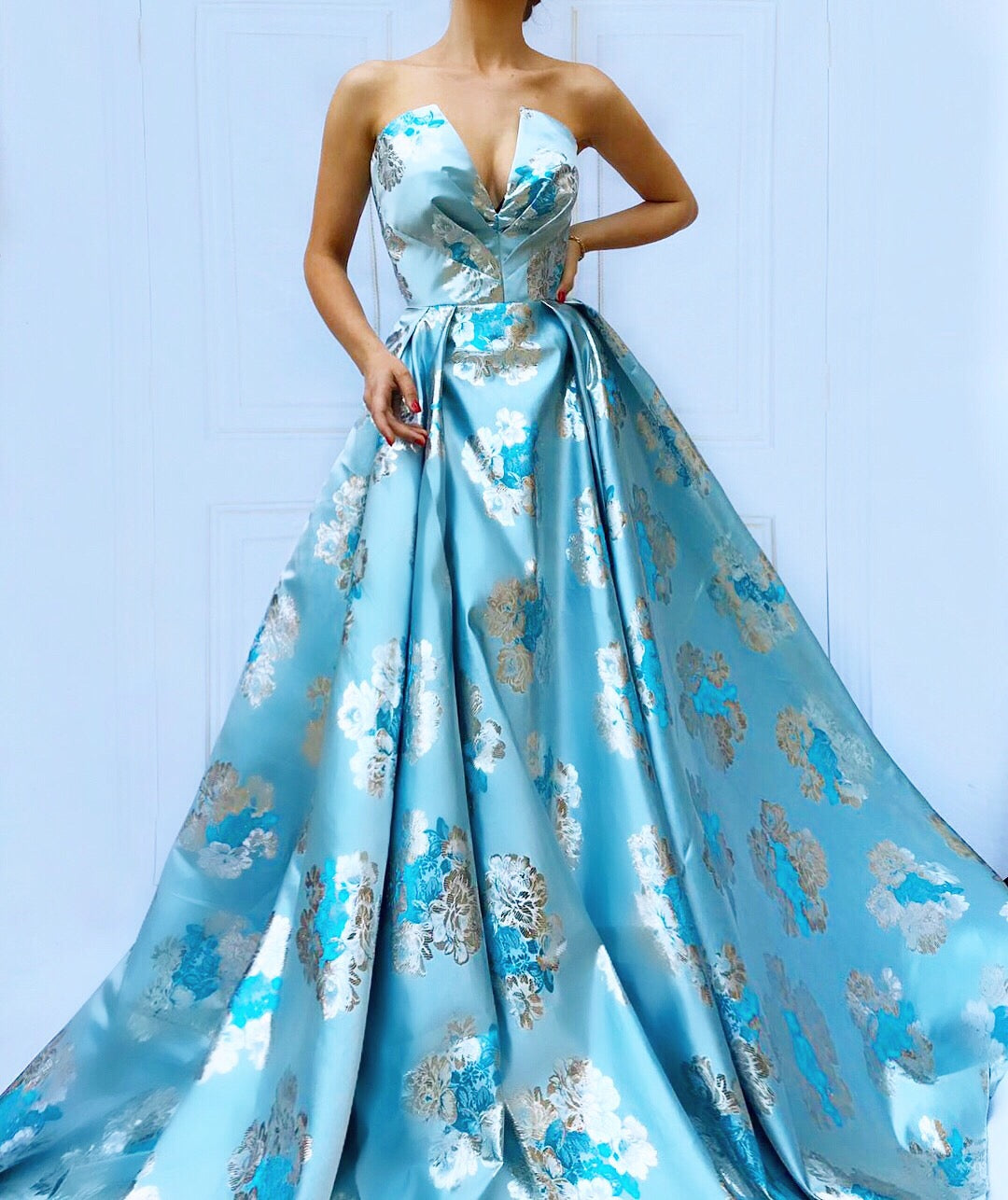 Blue A-Line dress with no sleeves
