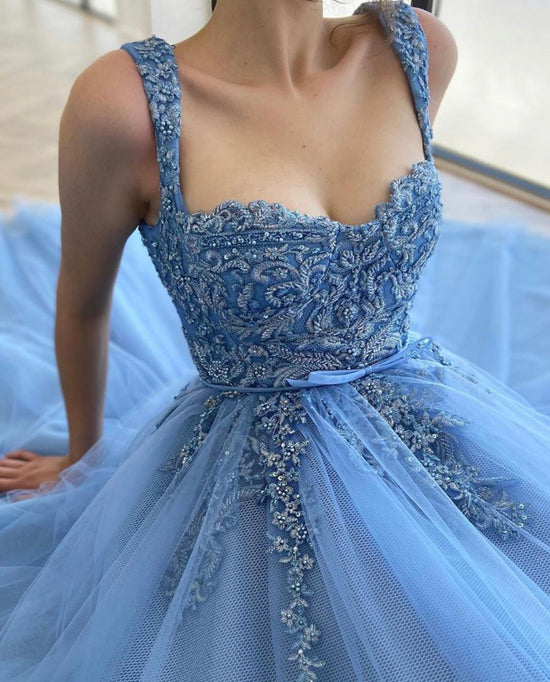 Dreamy Cerulean Laced Gown | Teuta Matoshi