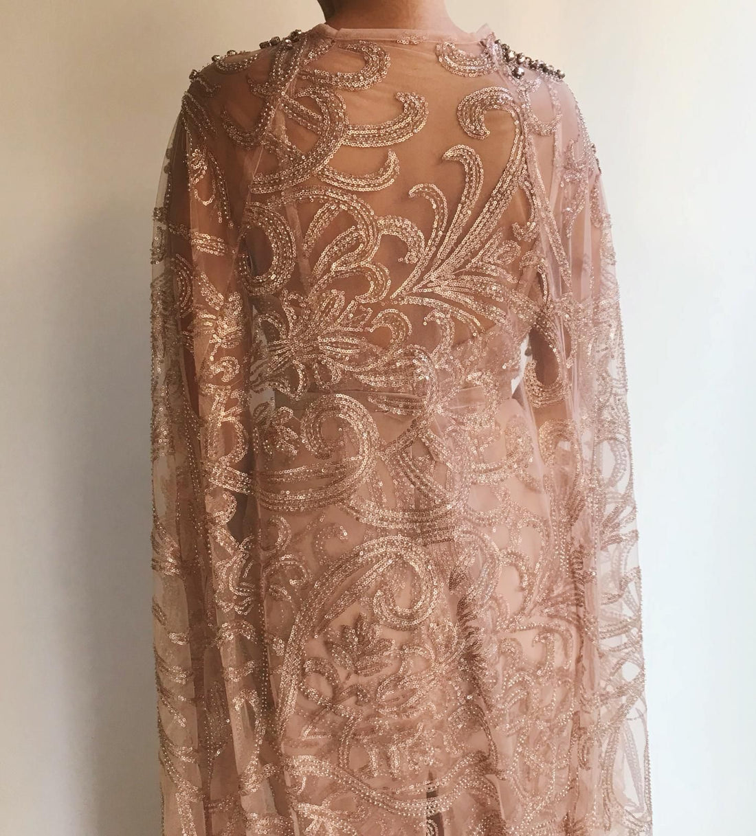 Mocha Sparkly Embellished Gown | Teuta Matoshi