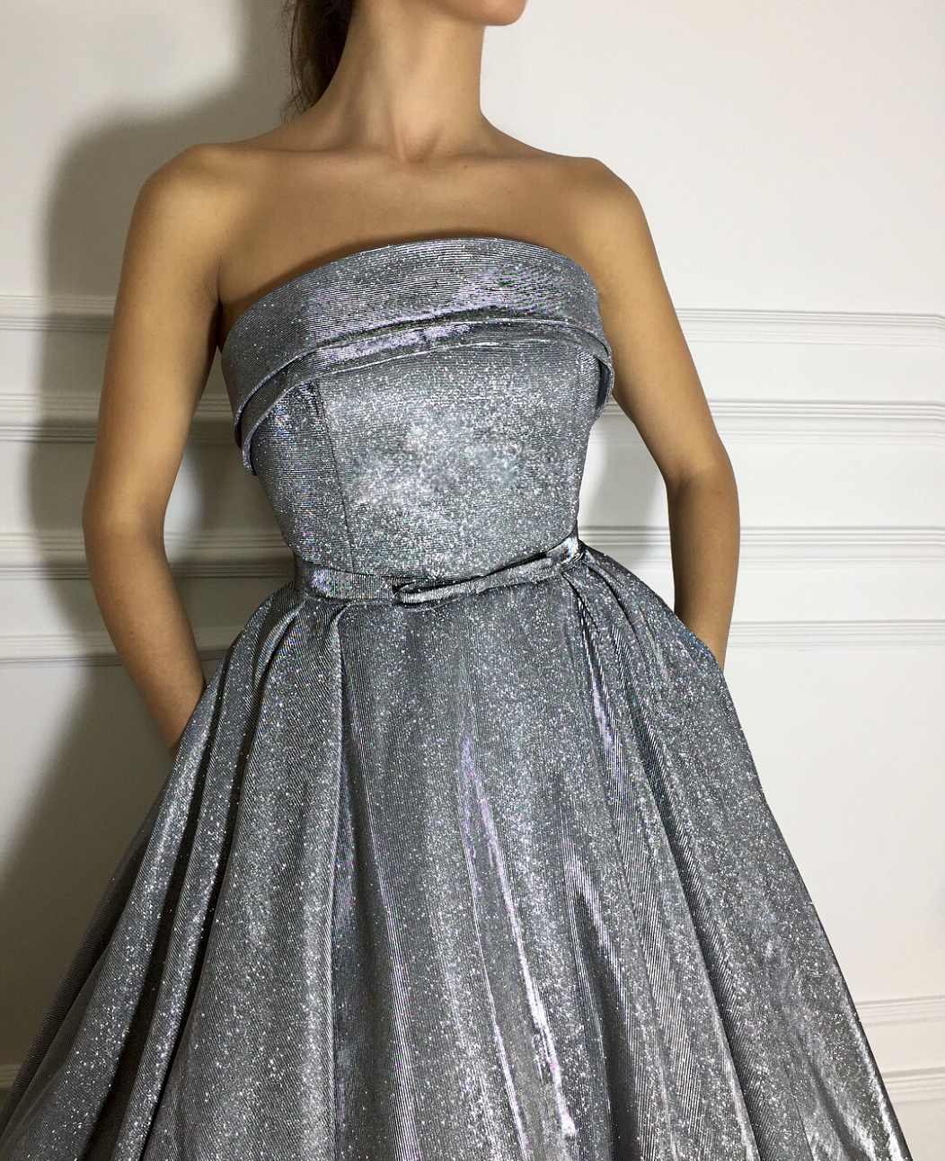 Grey A-Line dress with no sleeves