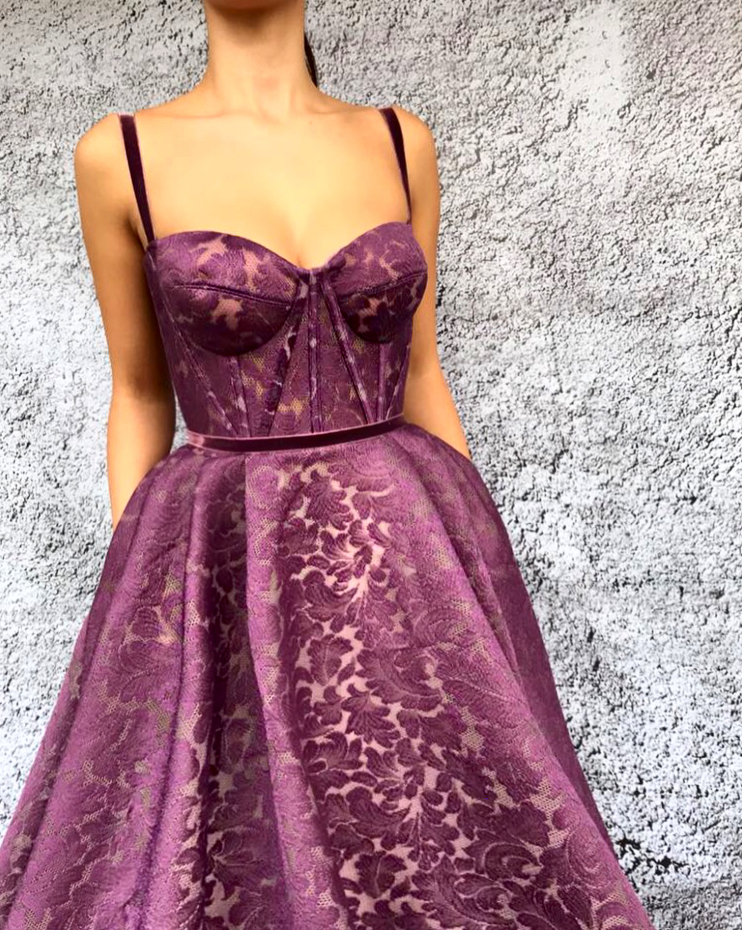 Purple A-Line dress with spaghetti straps