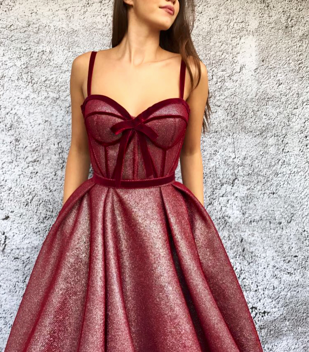 Red A-Line dress with spaghetti straps