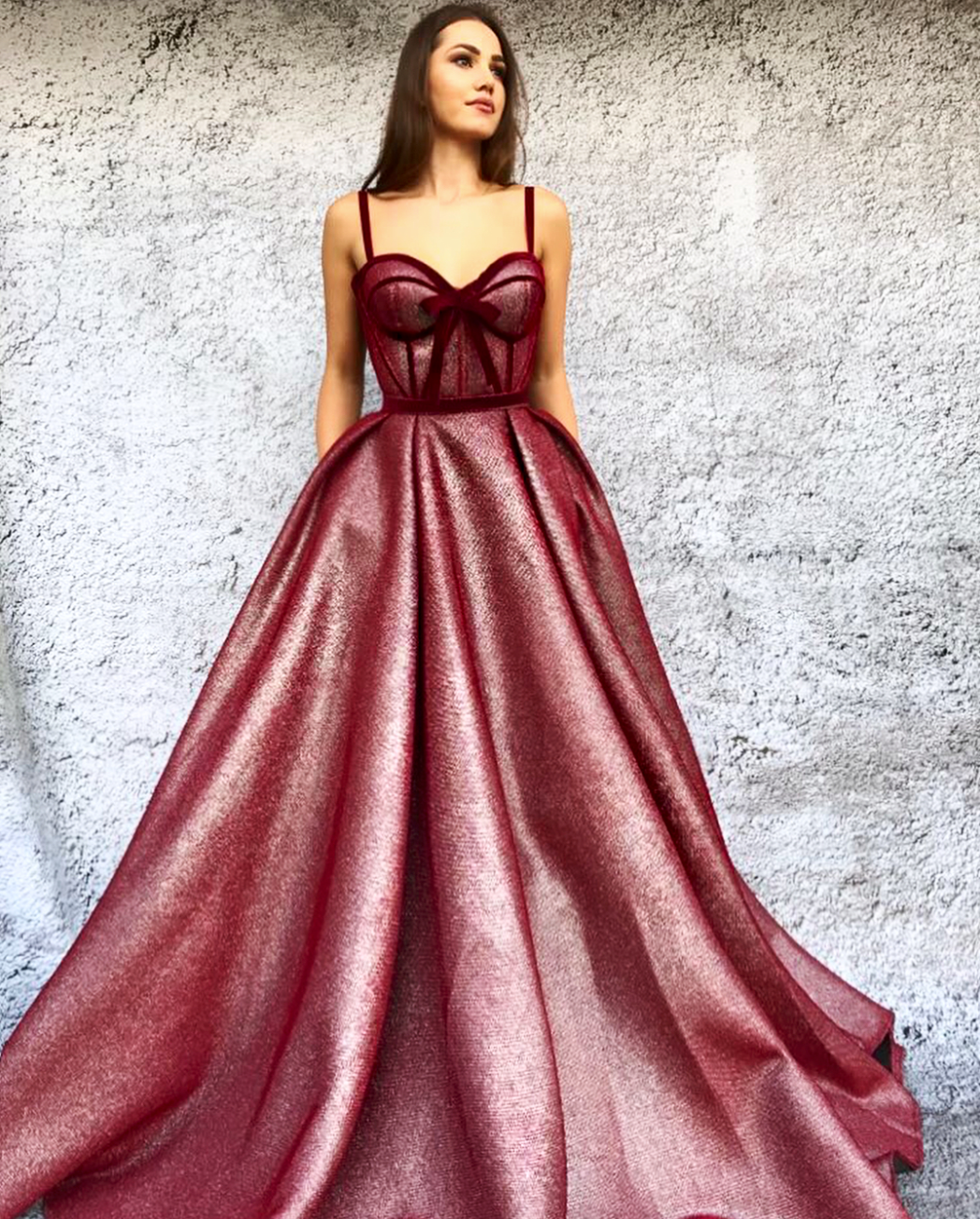 Red A-Line dress with spaghetti straps