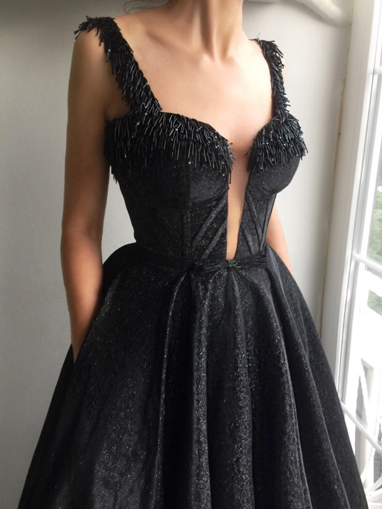 Black A-Line dress with straps