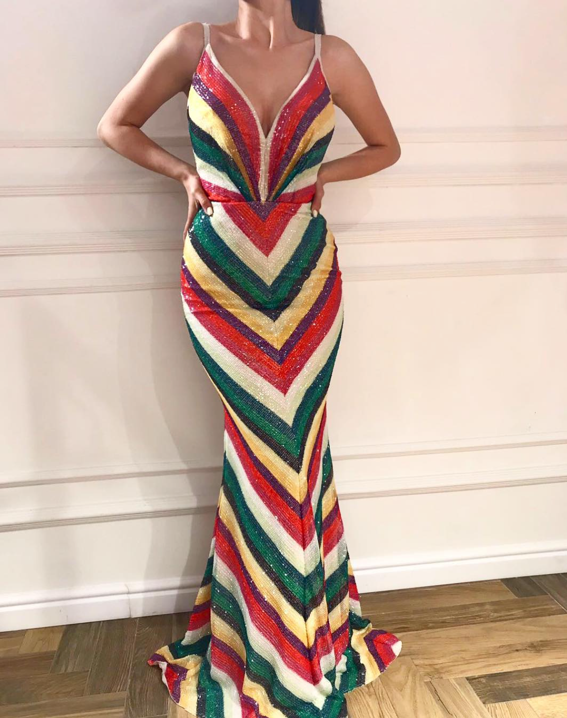 Colorful mermaid dress with straps