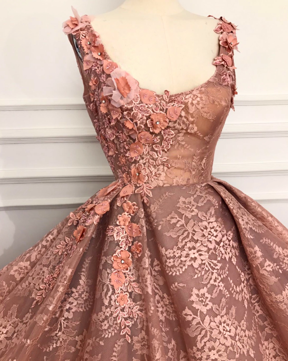 Pink A-Line dress with no sleeves and embroidery