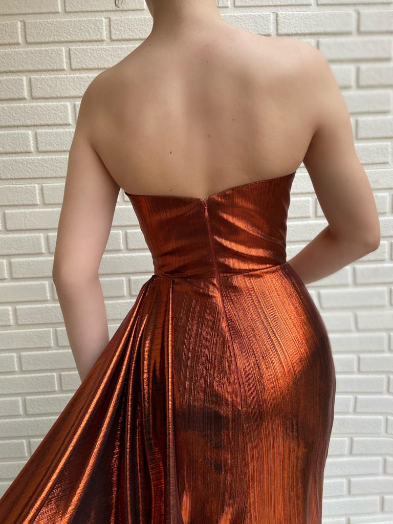 Brown mermaid dress with no sleeves