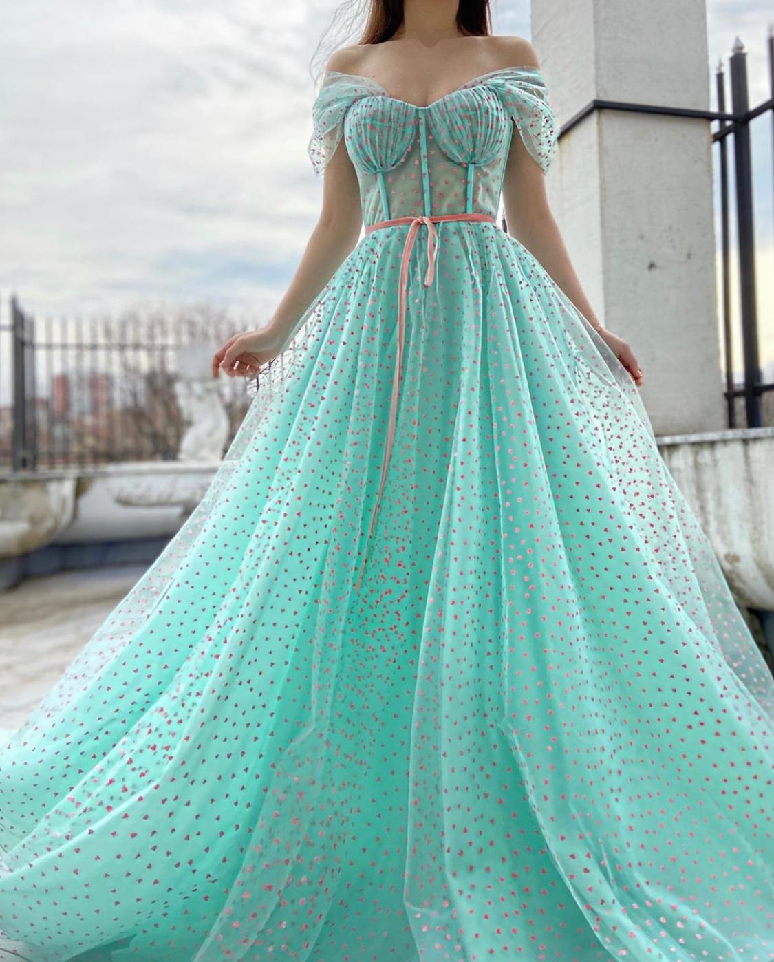 Blue A-Line dress with off the shoulder sleeves and hearty fabric