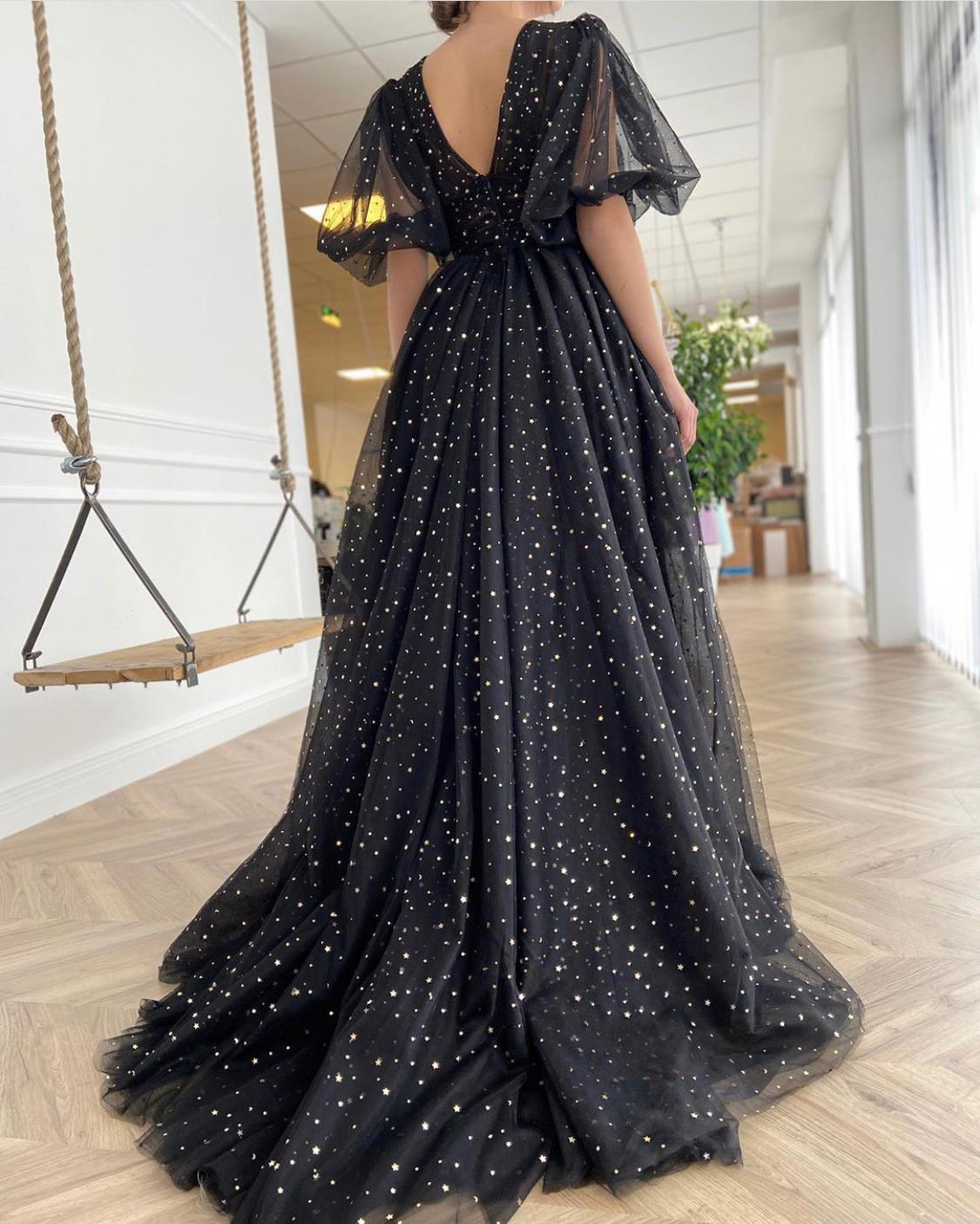 Blue Gray Lace V Neck Long Ruffles Prom Dress Organza Evening Dress –  Pgmdress