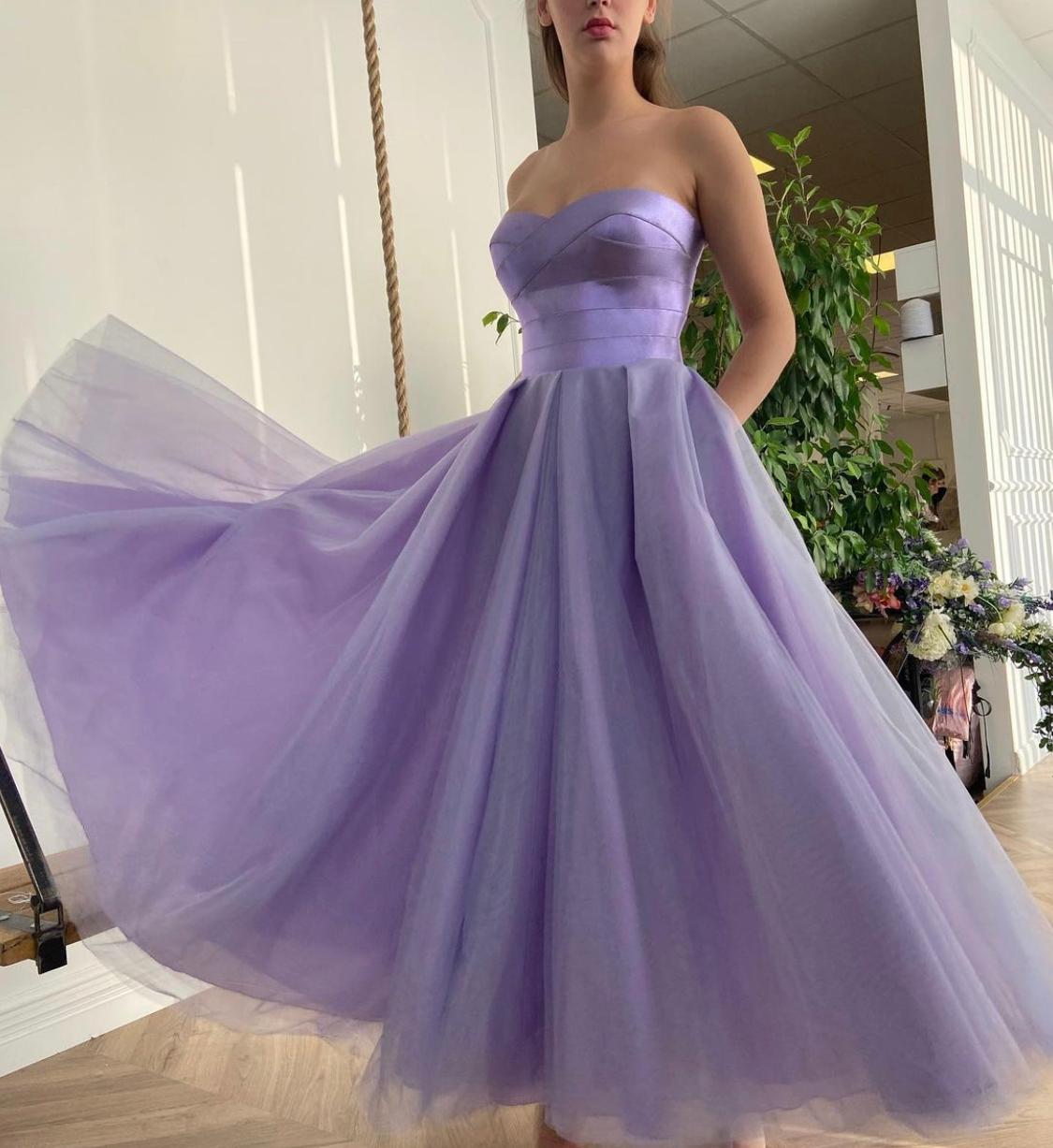 Purple midi dress with no sleeves
