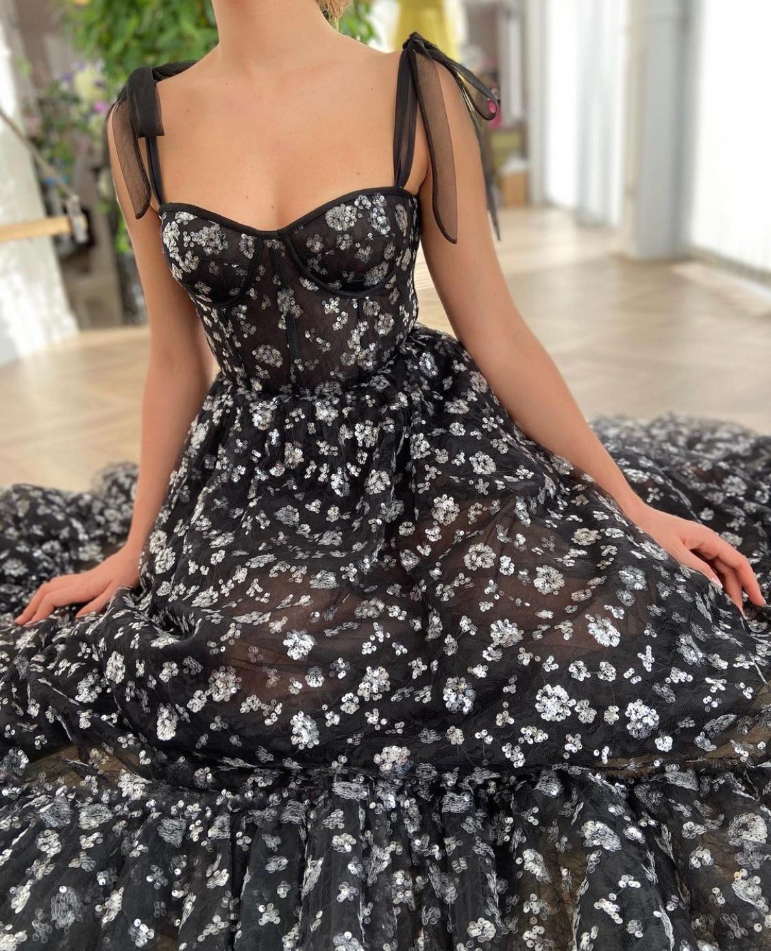 Black midi dress with straps