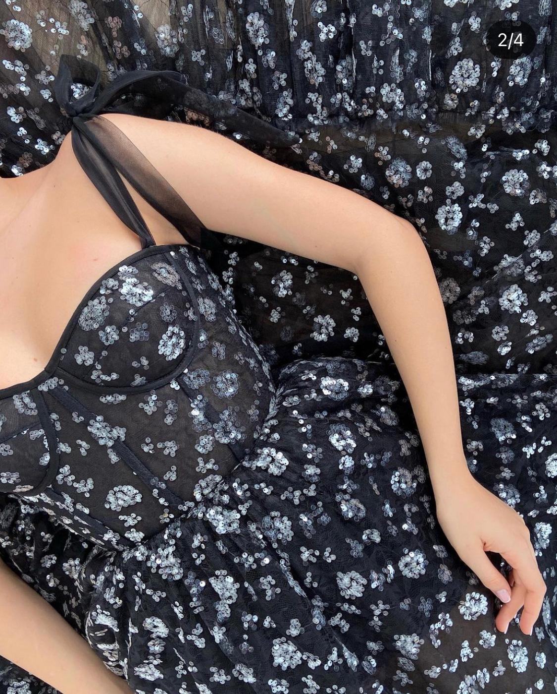 Black midi dress with straps