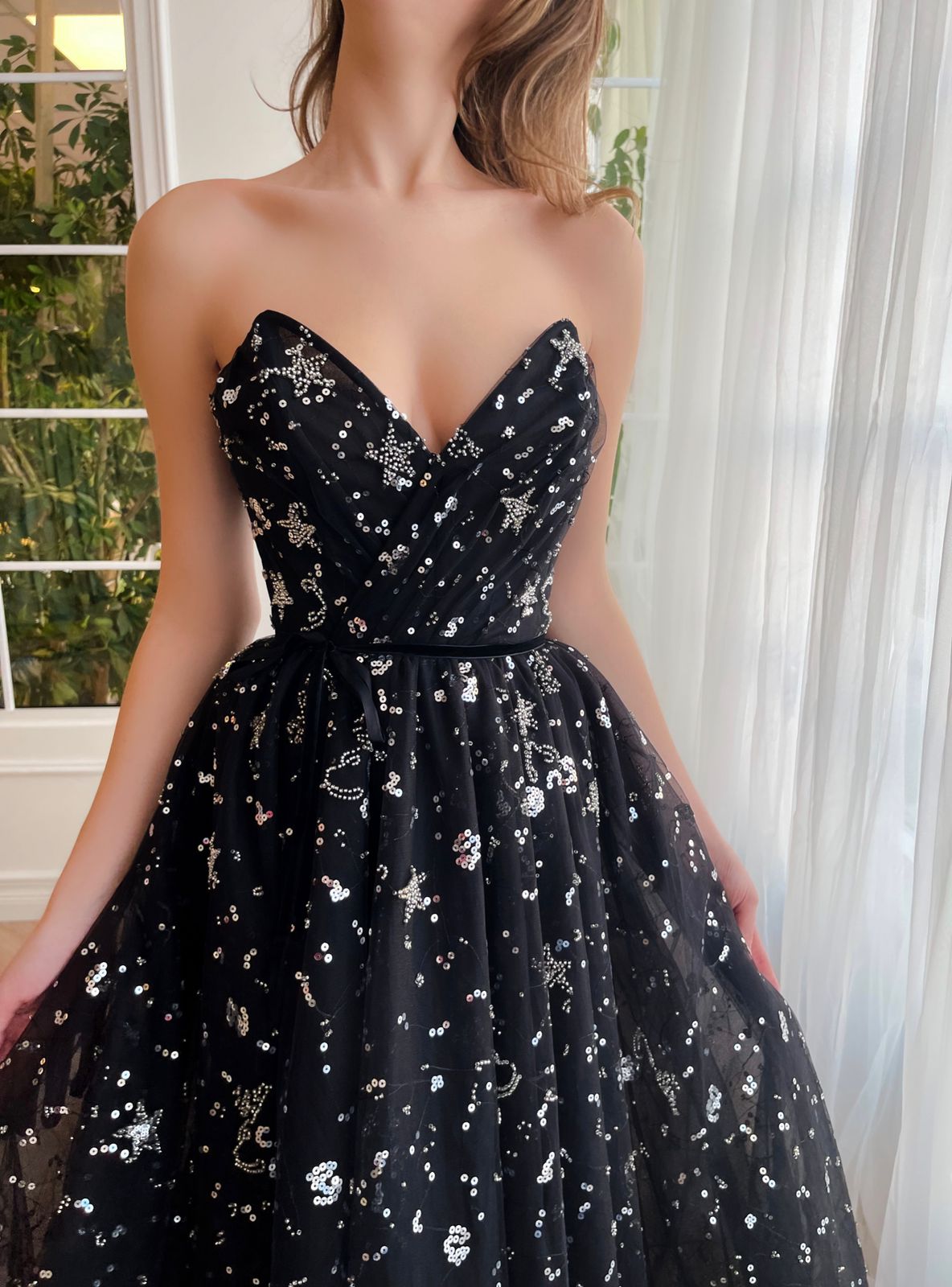 Black midi dress with no sleeves