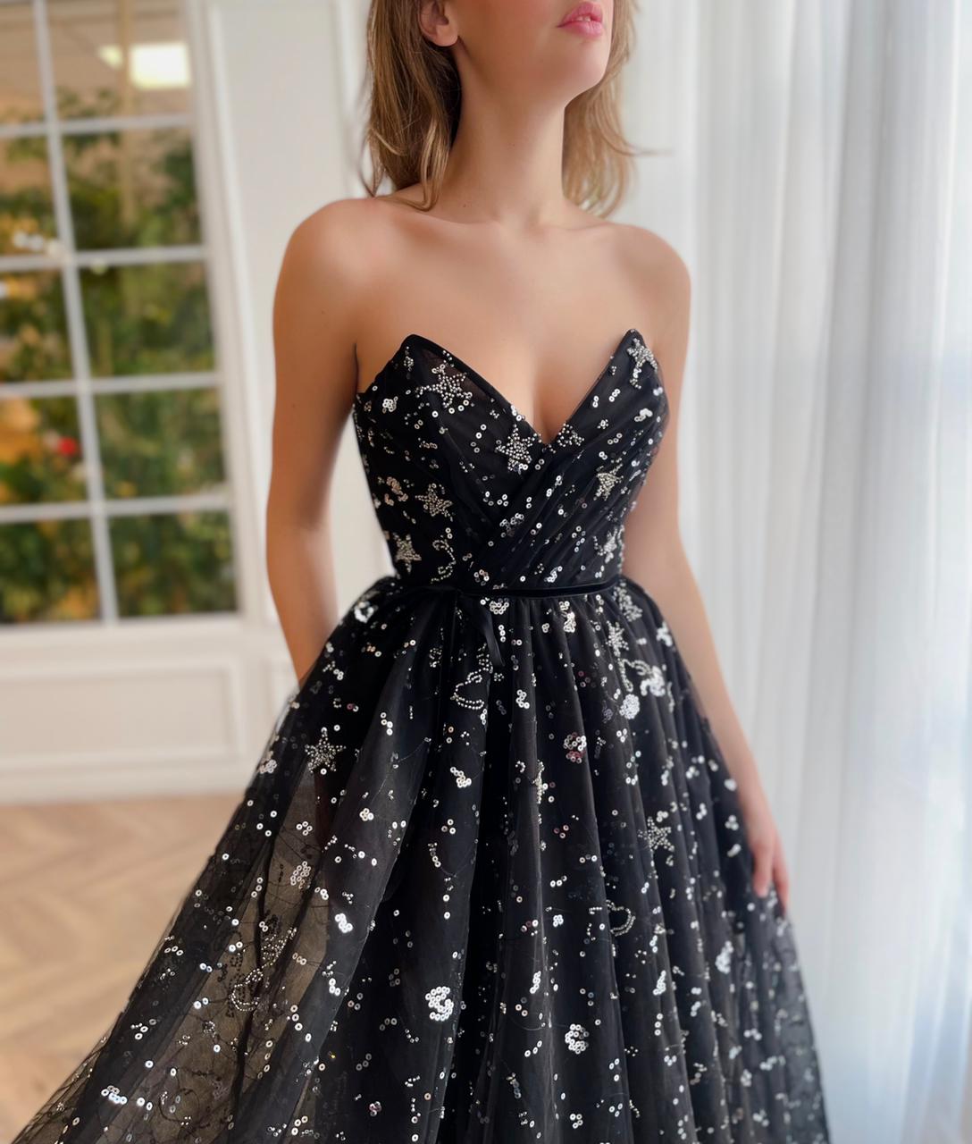 Black midi dress with no sleeves