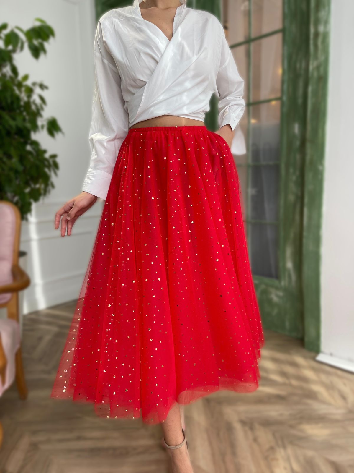 Red starry skirt