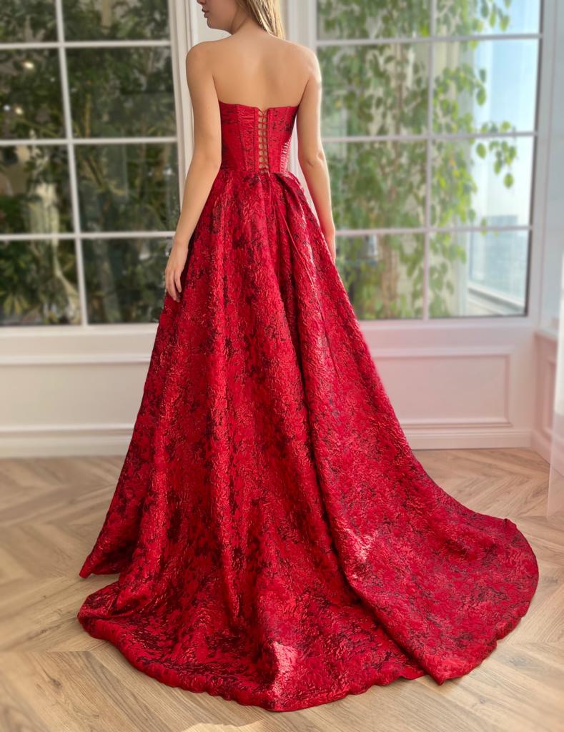 Red A-Line dress with no sleeves
