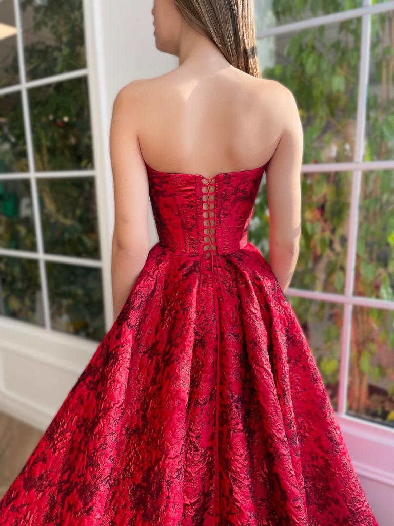 Red A-Line dress with no sleeves