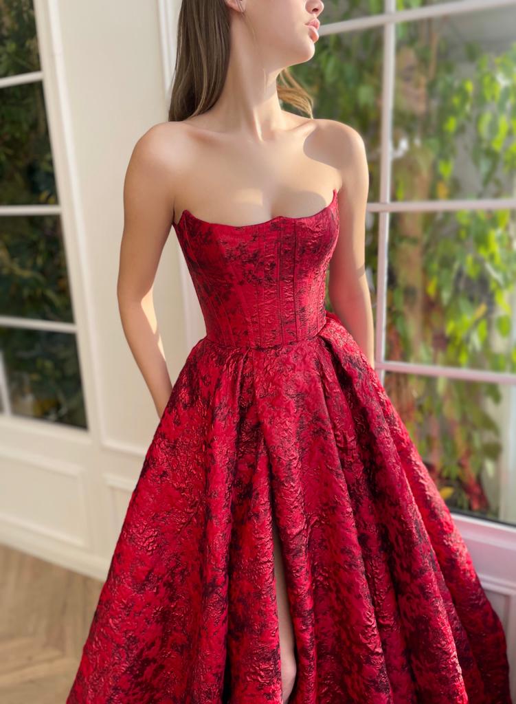 Red A-Line dress with no sleeves