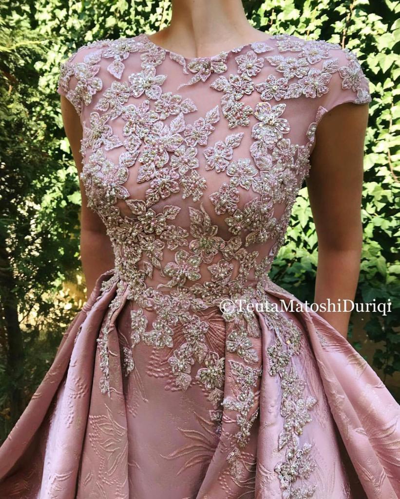 Pink overskirt dress with embroidery and no sleeves