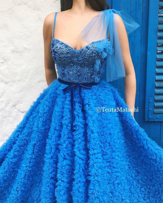 One Shoulder Sapphire Blue Gown | Teuta Matoshi