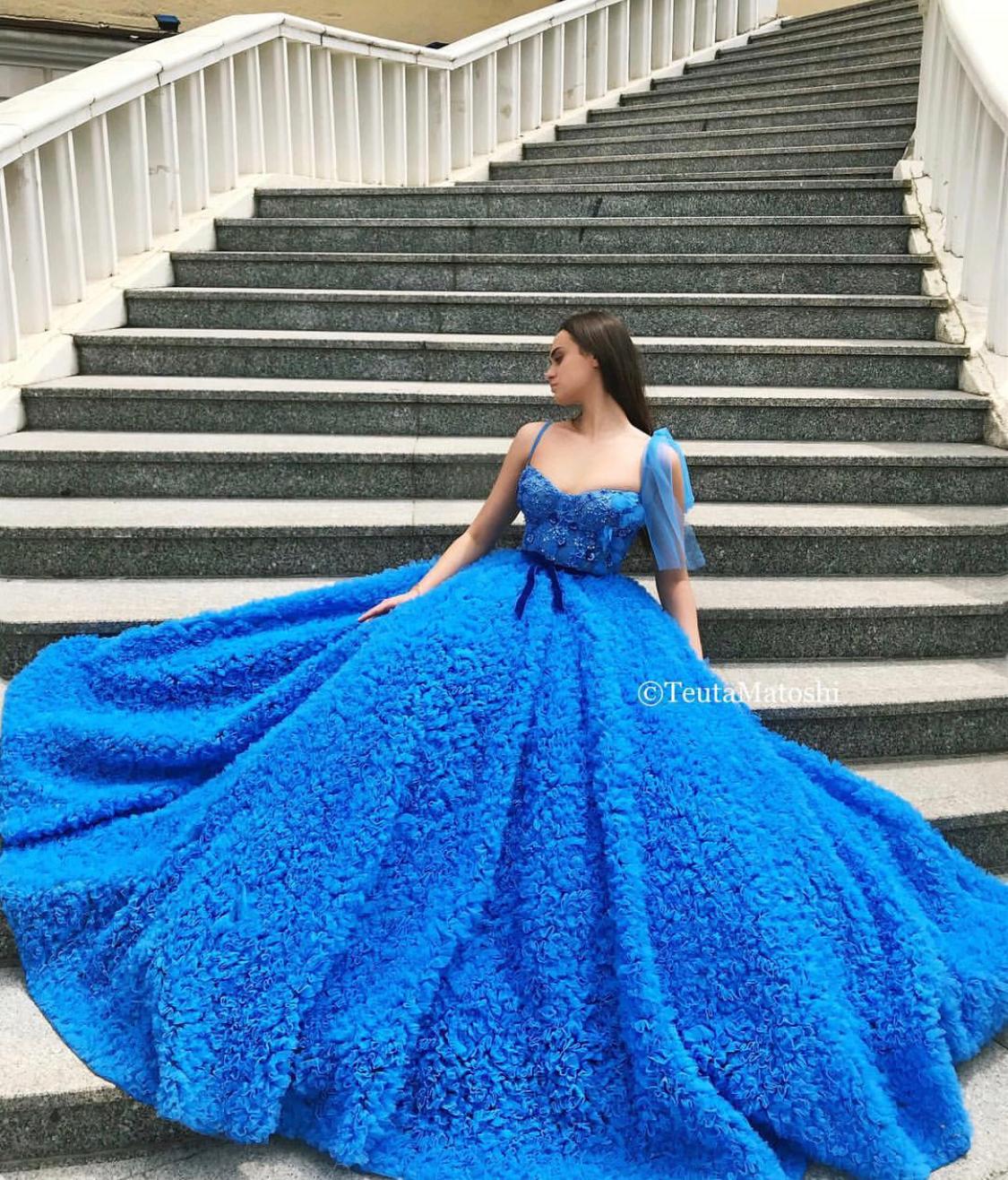 Sapphire blue ball gown best sale