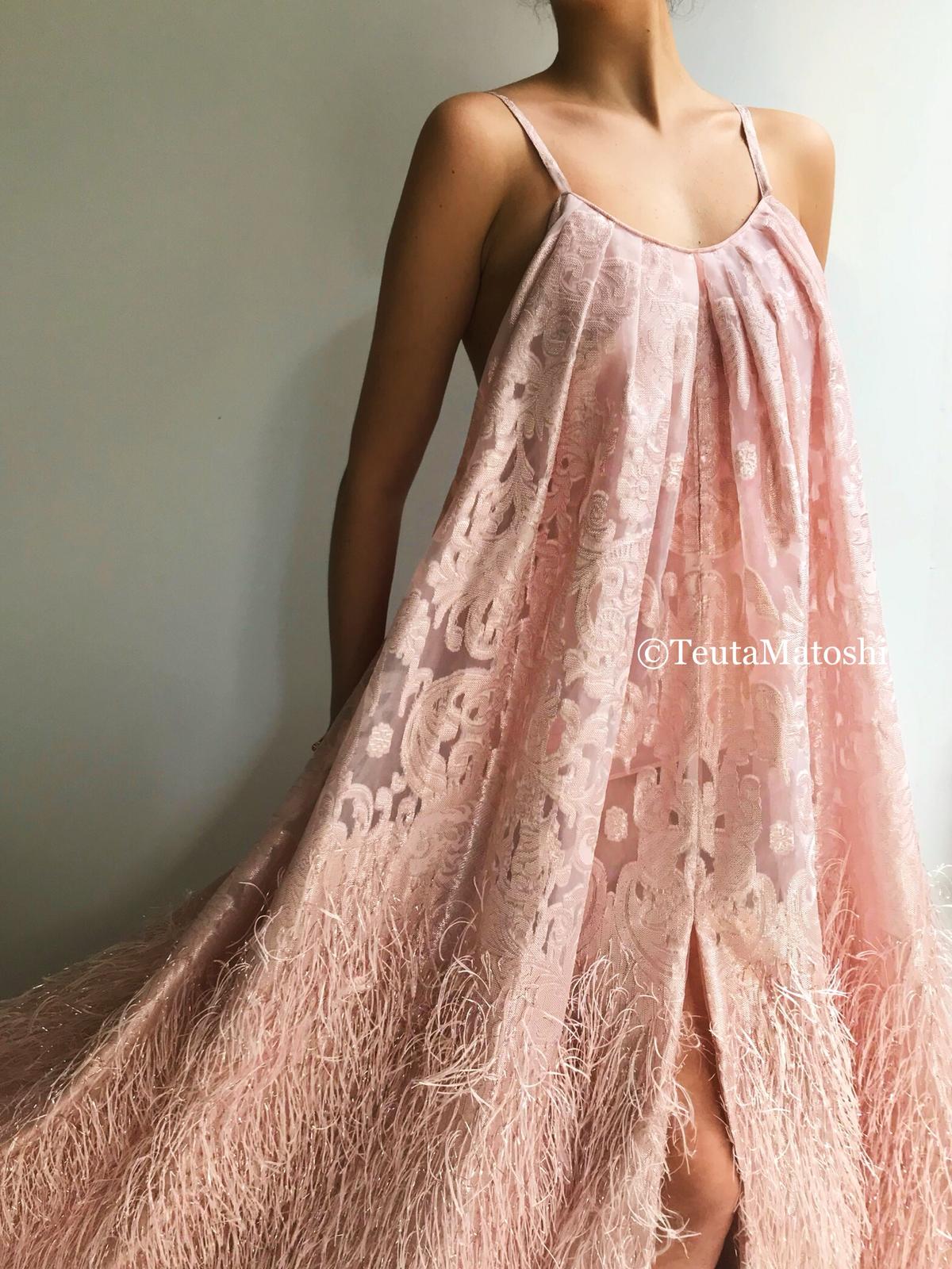 Pink sheath dress with spaghetti straps