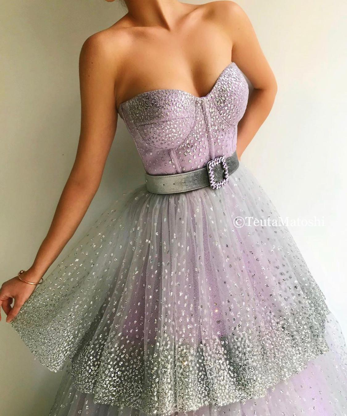 Purple A-Line dress with belt and no sleeves