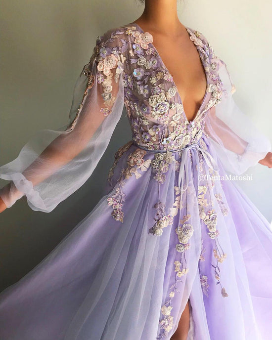 Nina Lilac Blooming Gown | Teuta Matoshi