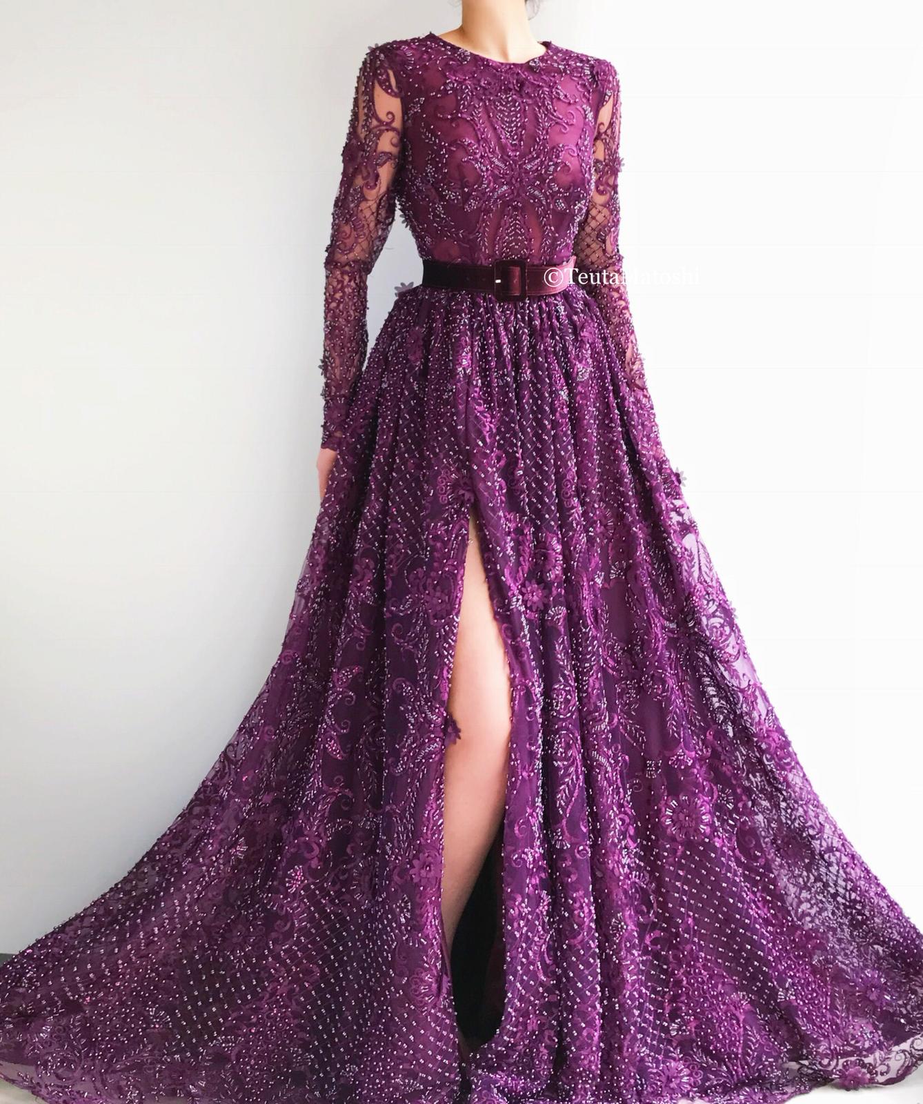 Magenta Lace Bloom Gown Teuta Matoshi