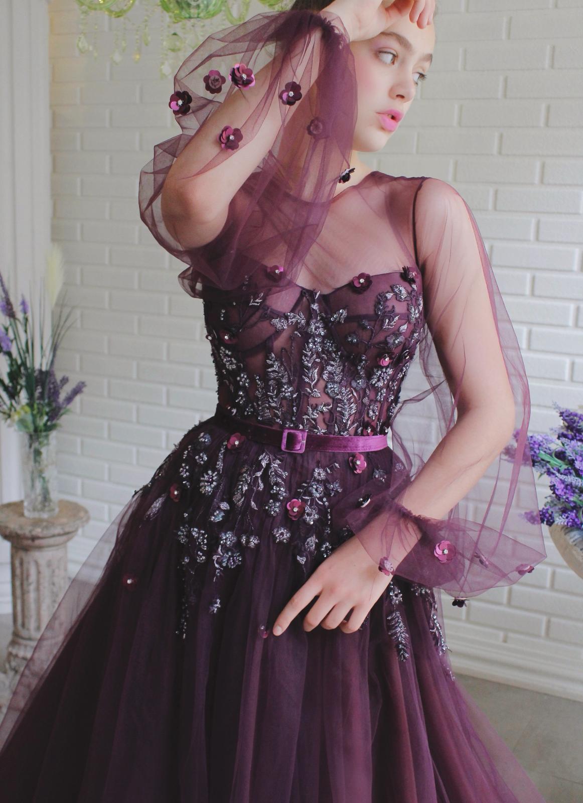 Purple V-neck Mermaid Long Prom Dresses,Evening Dresses,BD930615 – luladress