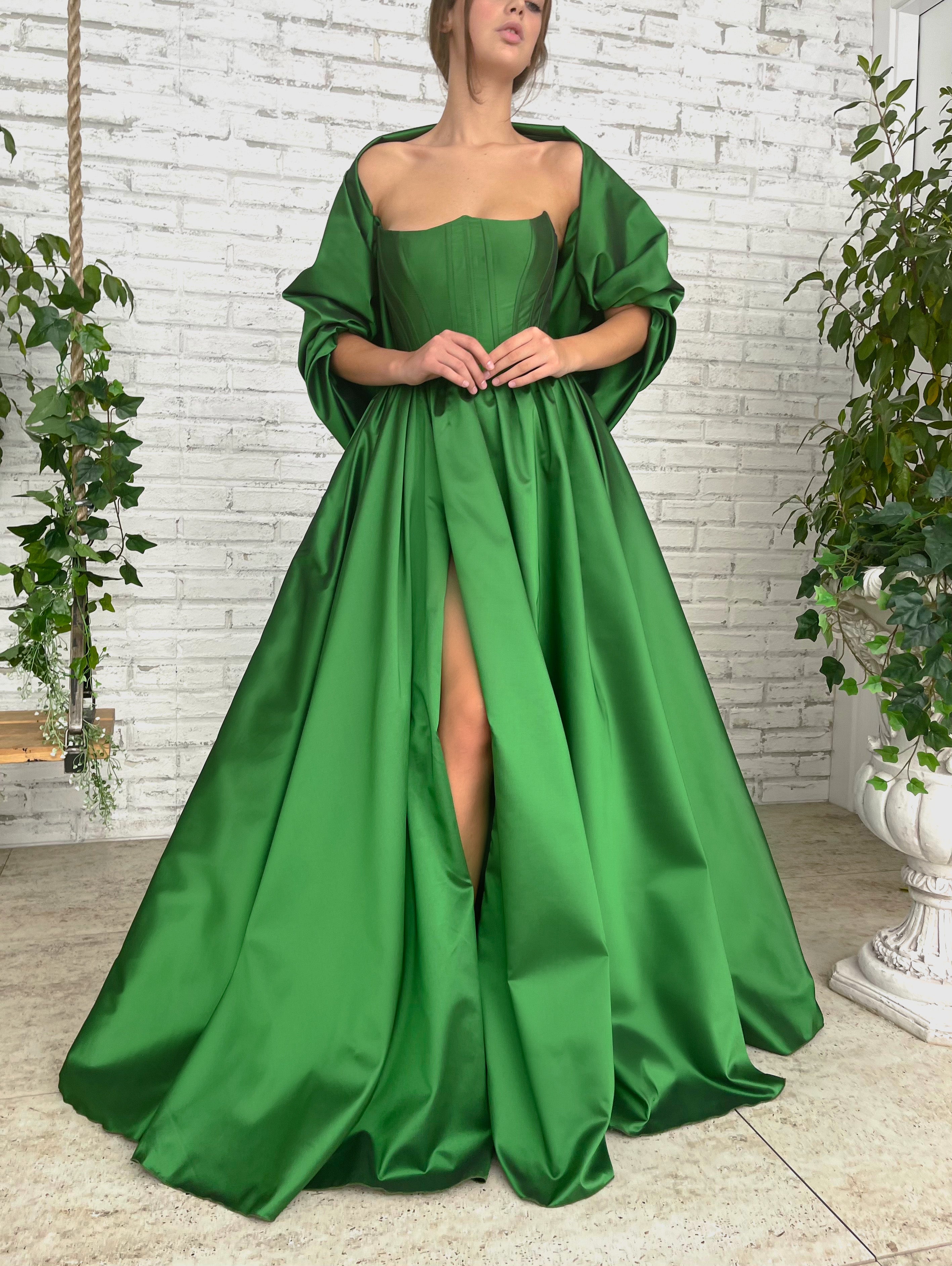Buy Pista Green Taffeta Gown Festive Wear Online at Best Price | Cbazaar