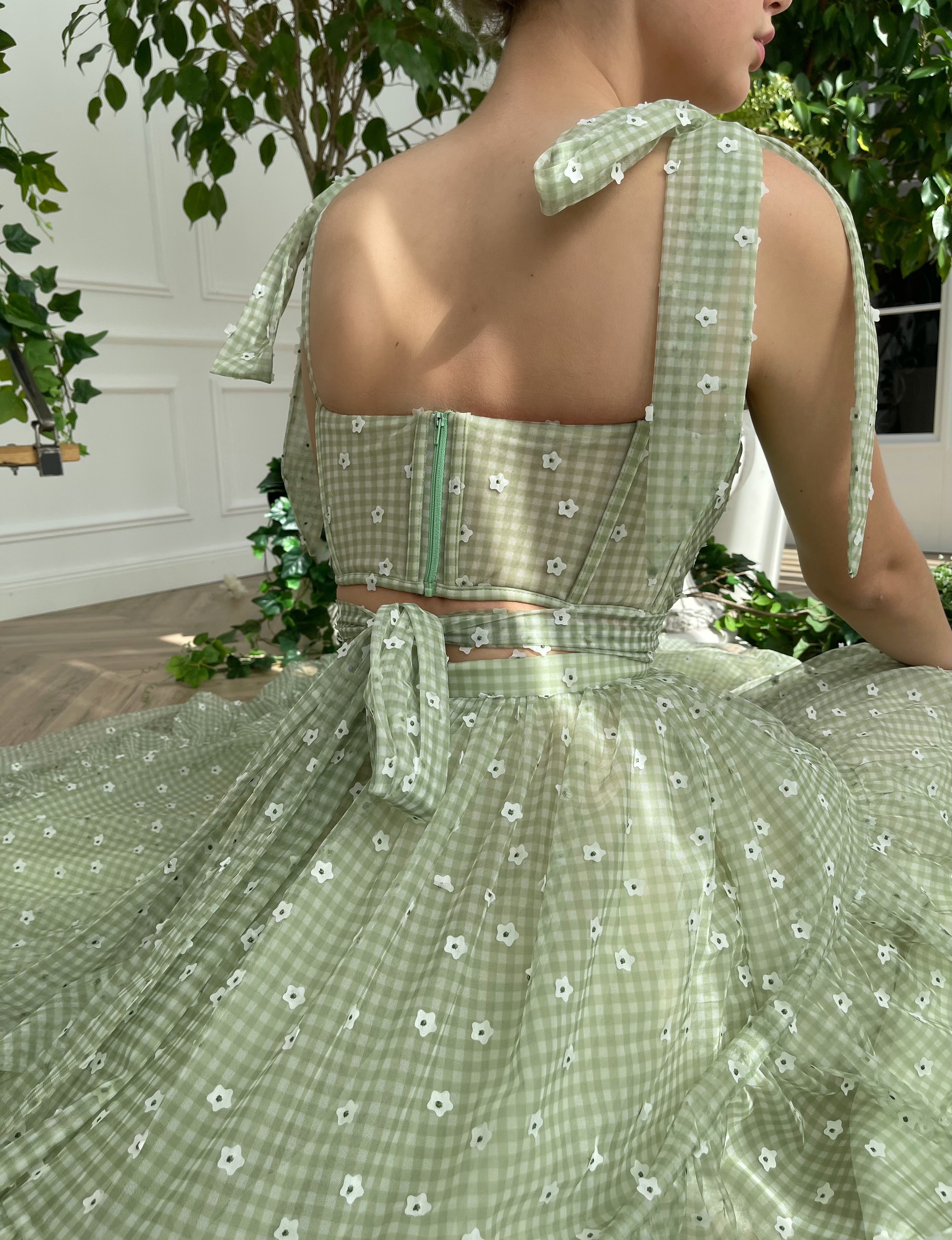 Green Ruffle Gingham Set Teuta Matoshi Green Ruffle Gingham Set Teuta Matoshi