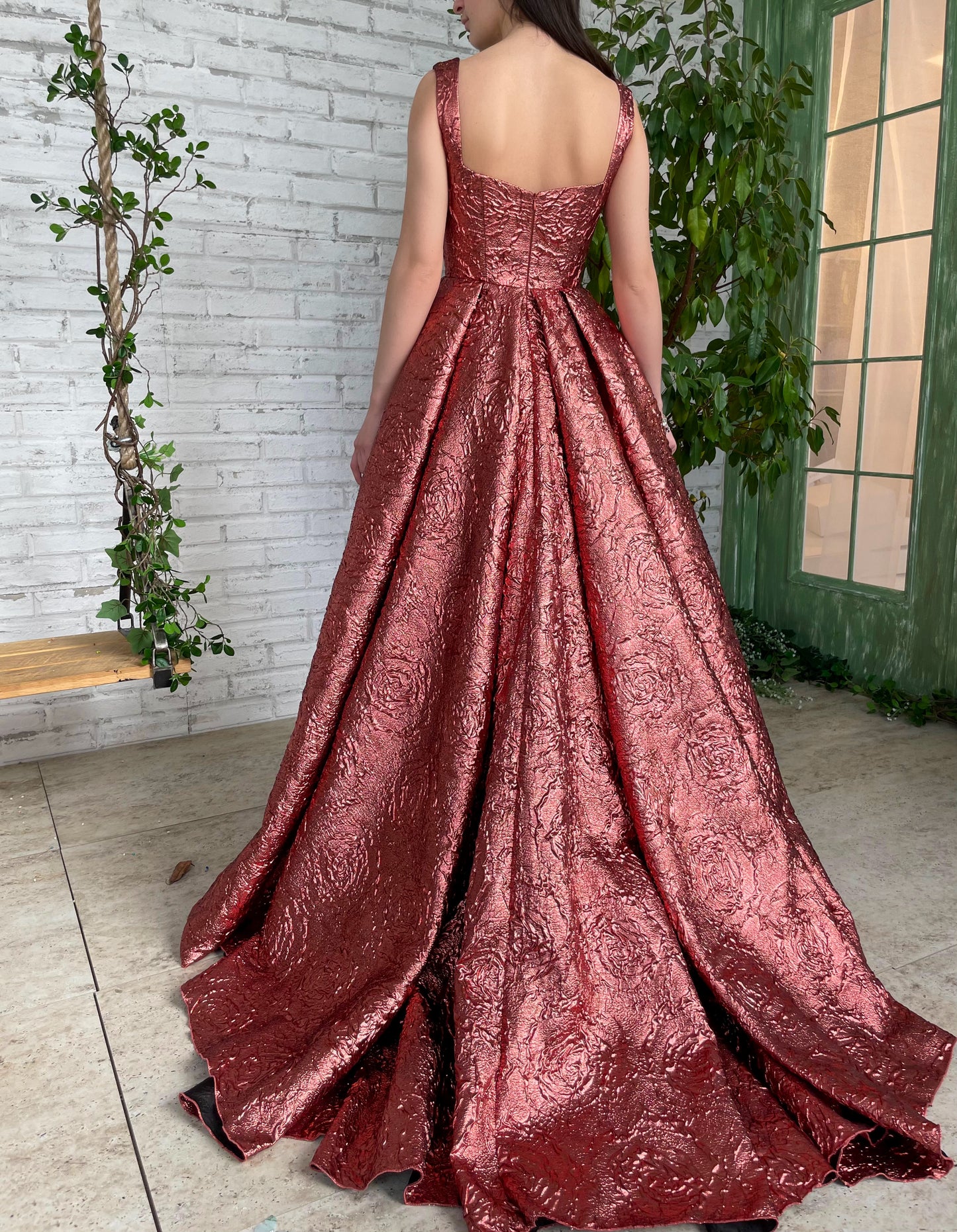 Red A-Line dress with straps