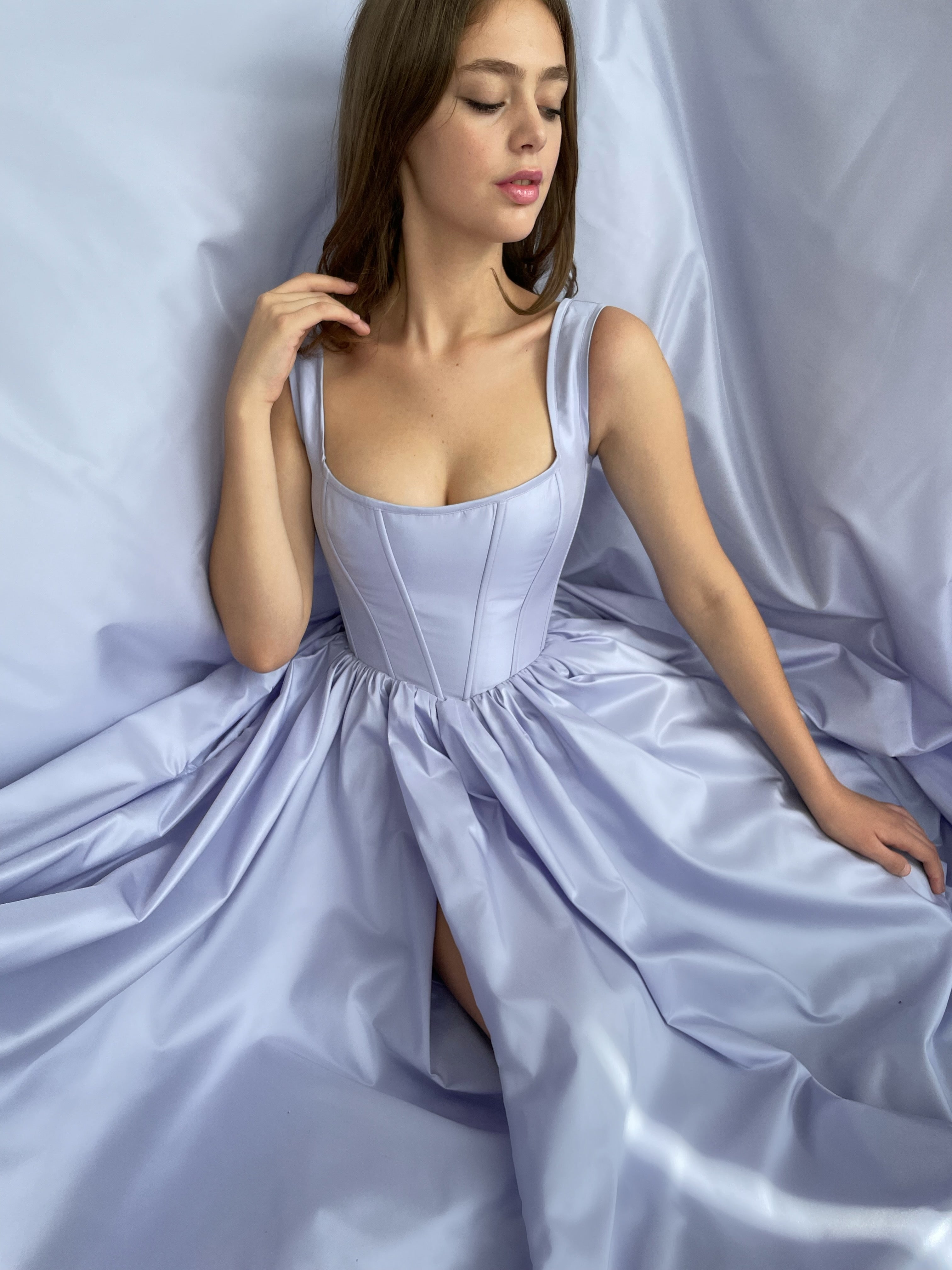 Periwinkle Skies Corset Gown– Teuta Matoshi Periwinkle Skies Corset Gown– Teuta Matoshi