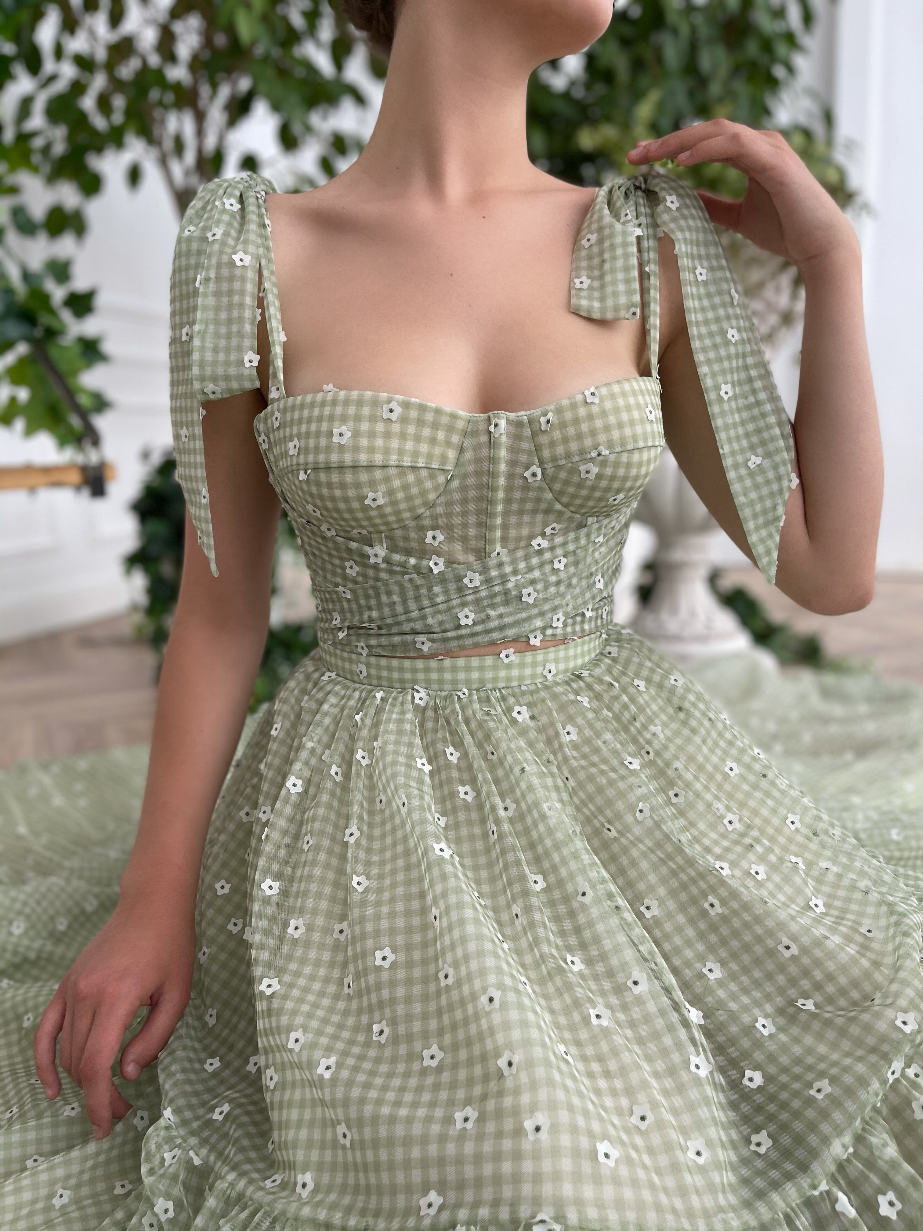 Green Ruffle Gingham Set Teuta Matoshi Green Ruffle Gingham Set Teuta Matoshi