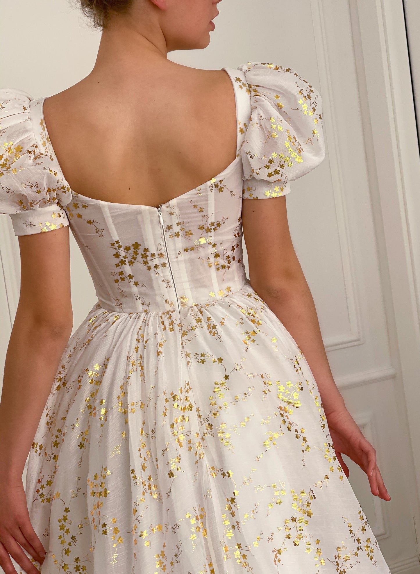 White midi dress with cap sleeves