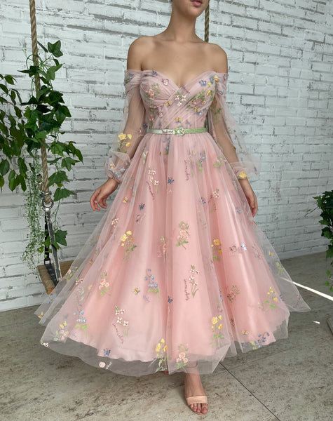 Pastel Castle Off the Shoulder Dress– Teuta Matoshi Pastel Castle Off the Shoulder Dress– Teuta Matoshi