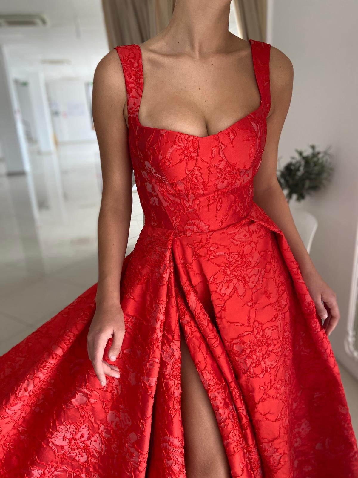 Red A-Line dress with straps