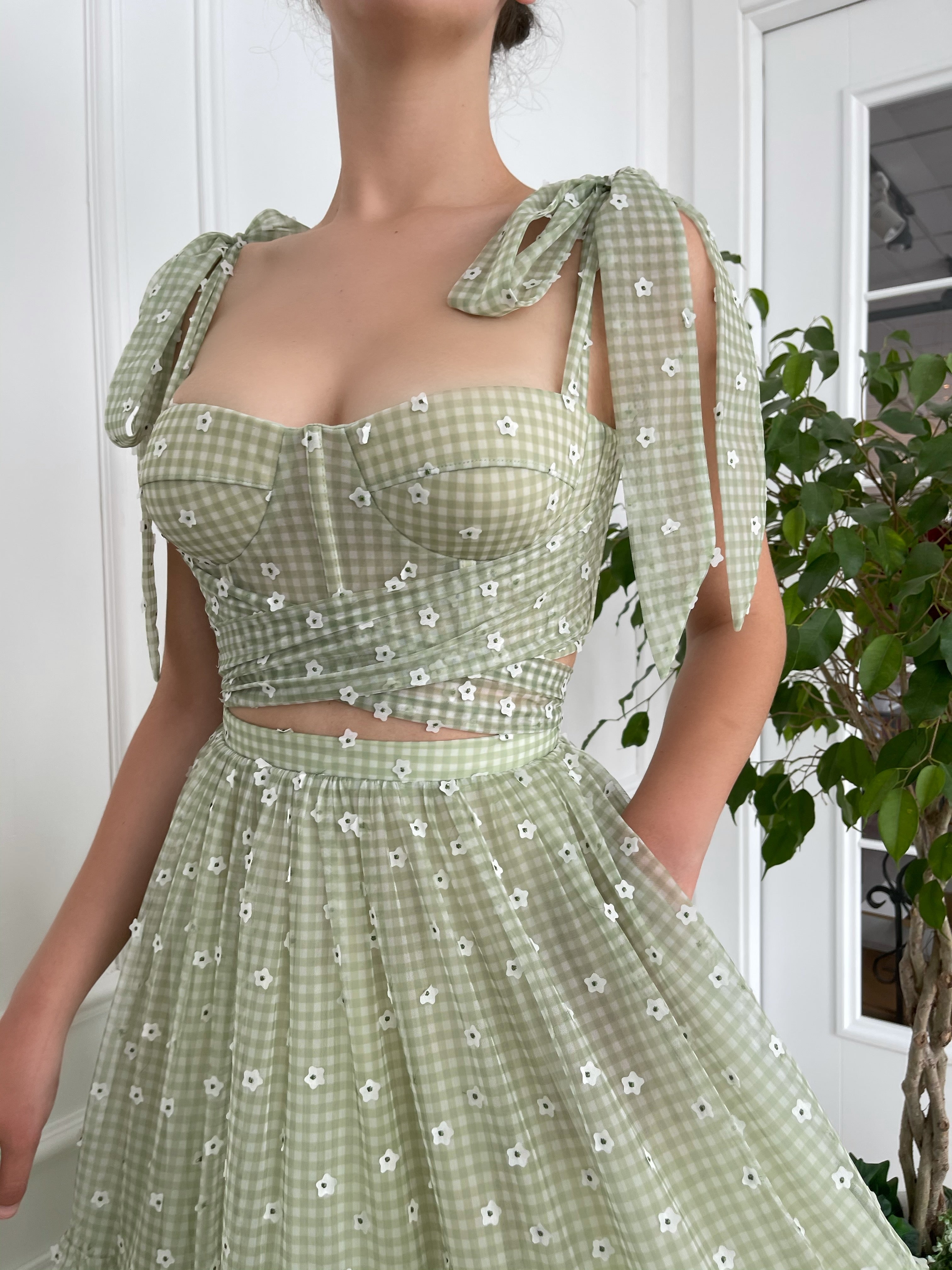Green Ruffle Gingham Set Teuta Matoshi Green Ruffle Gingham Set Teuta Matoshi
