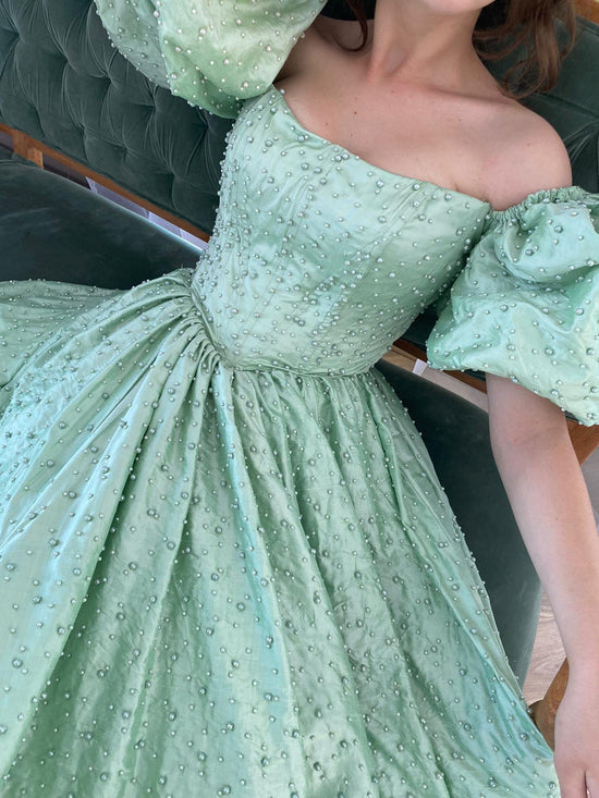 Minty Pearls Gown | Teuta Matoshi